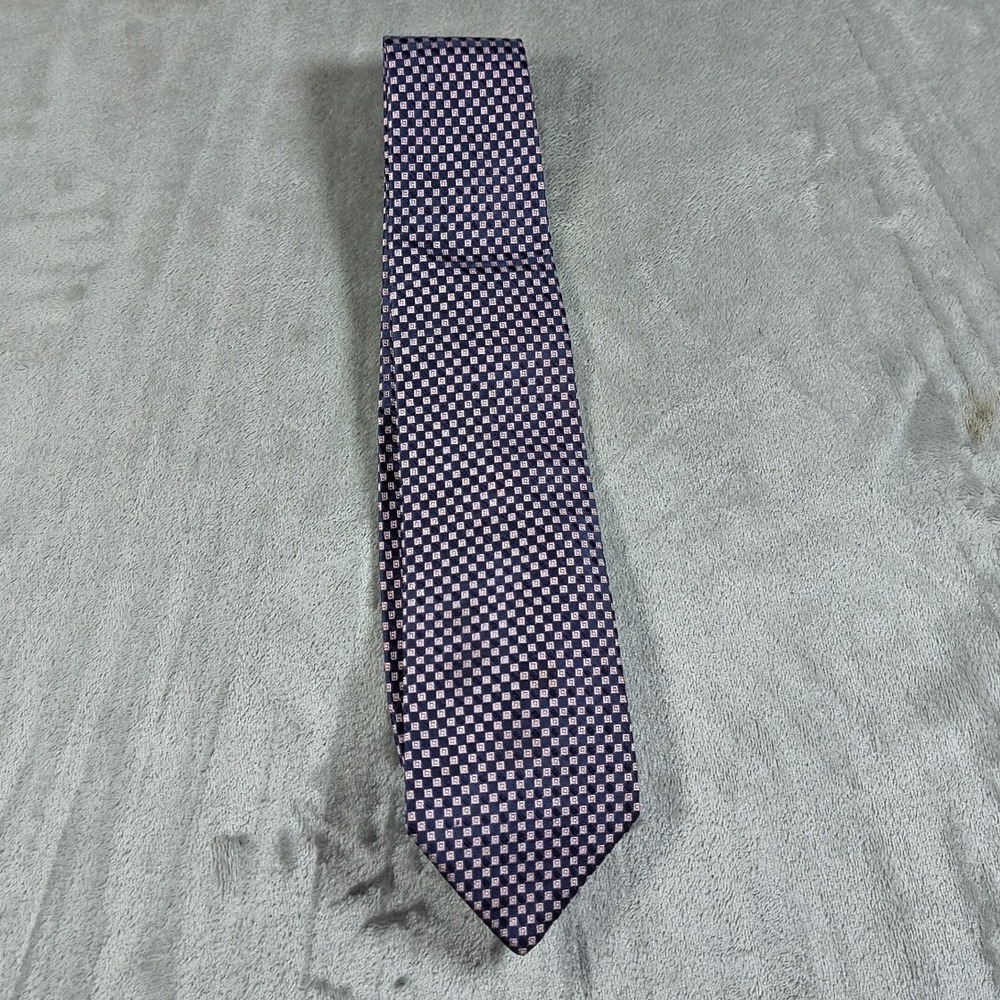 Prada Tie‎ Mens 60x3.75 Blue Purple Check Geometric Abstract Silk Made In Italy